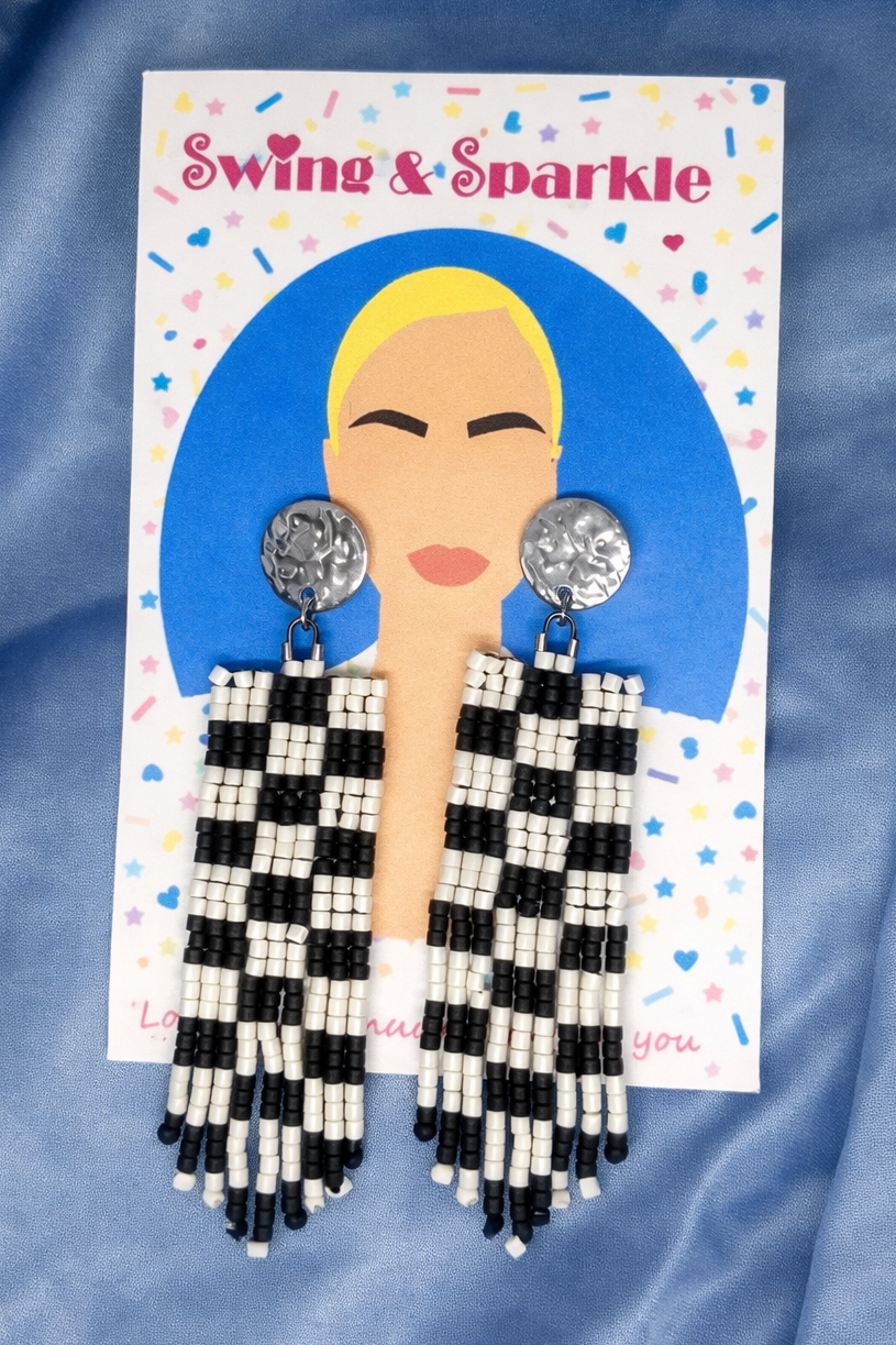 ''Retro Double Checked'' earrings