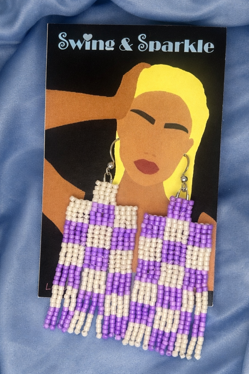''Lavender Check'' earrings