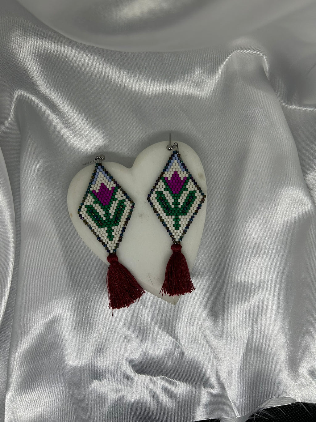 ''Embroidered Bloom'' earrings