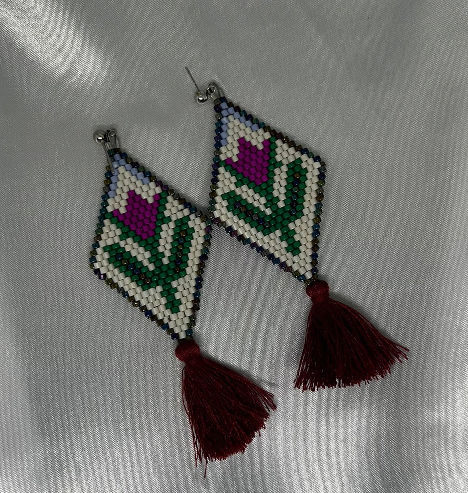 ''Embroidered Bloom'' earrings