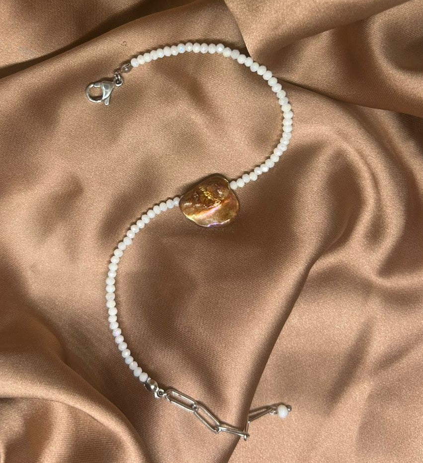 ''Honey Pearl'' Anklet